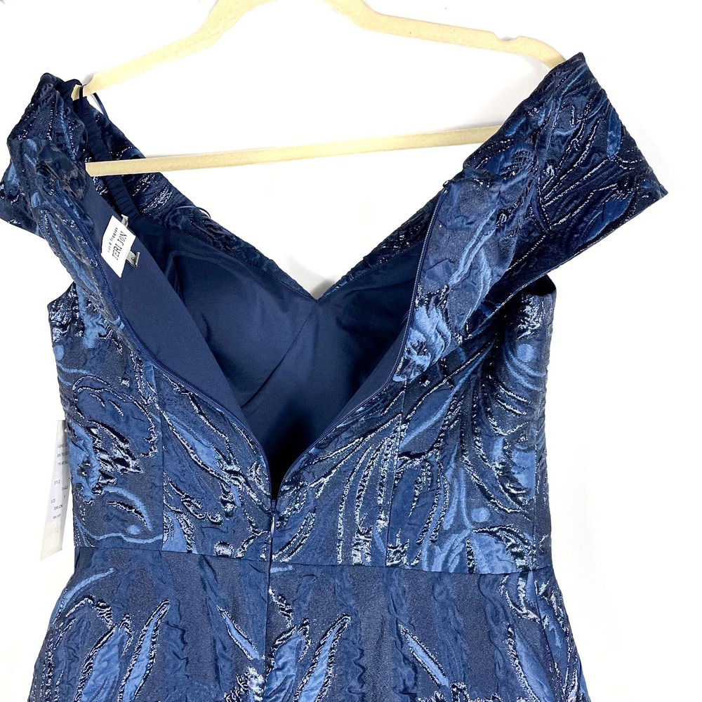 SOLD-Teri Jon Jacquard Off Shoulder Gown - Picture 11 of 11